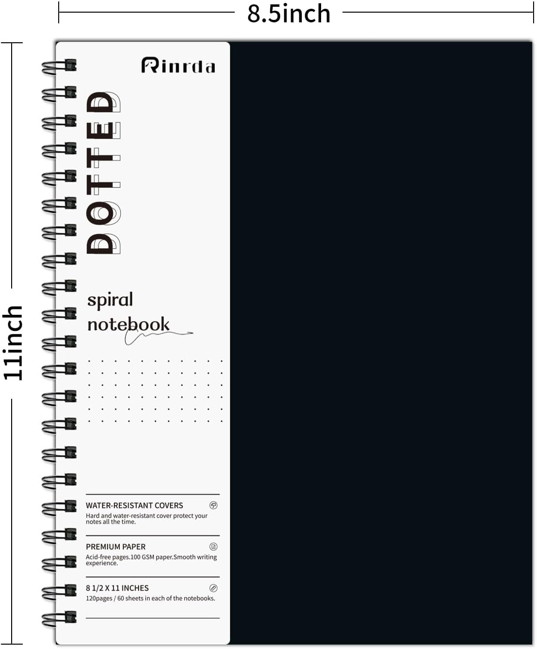 Large Lined Notebook Spiral Notebook 8.5" x 11"-4 Pack LINED Notebook 7mm Ruled Hardcover Notebook 120 Pages 100 GSM Thick Paper Notebook Hardcover Journal for School, Office,Study and Notes