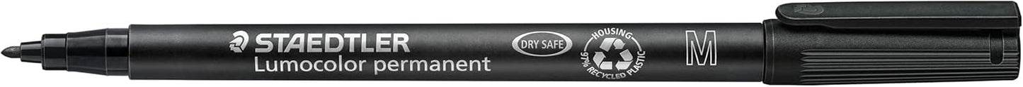 STAEDTLER Lumocolor Permanent Pen 317 Medium 1.0mm Line - Assorted Colours (Pack of 8) (317 WP8 ST), pack of 8