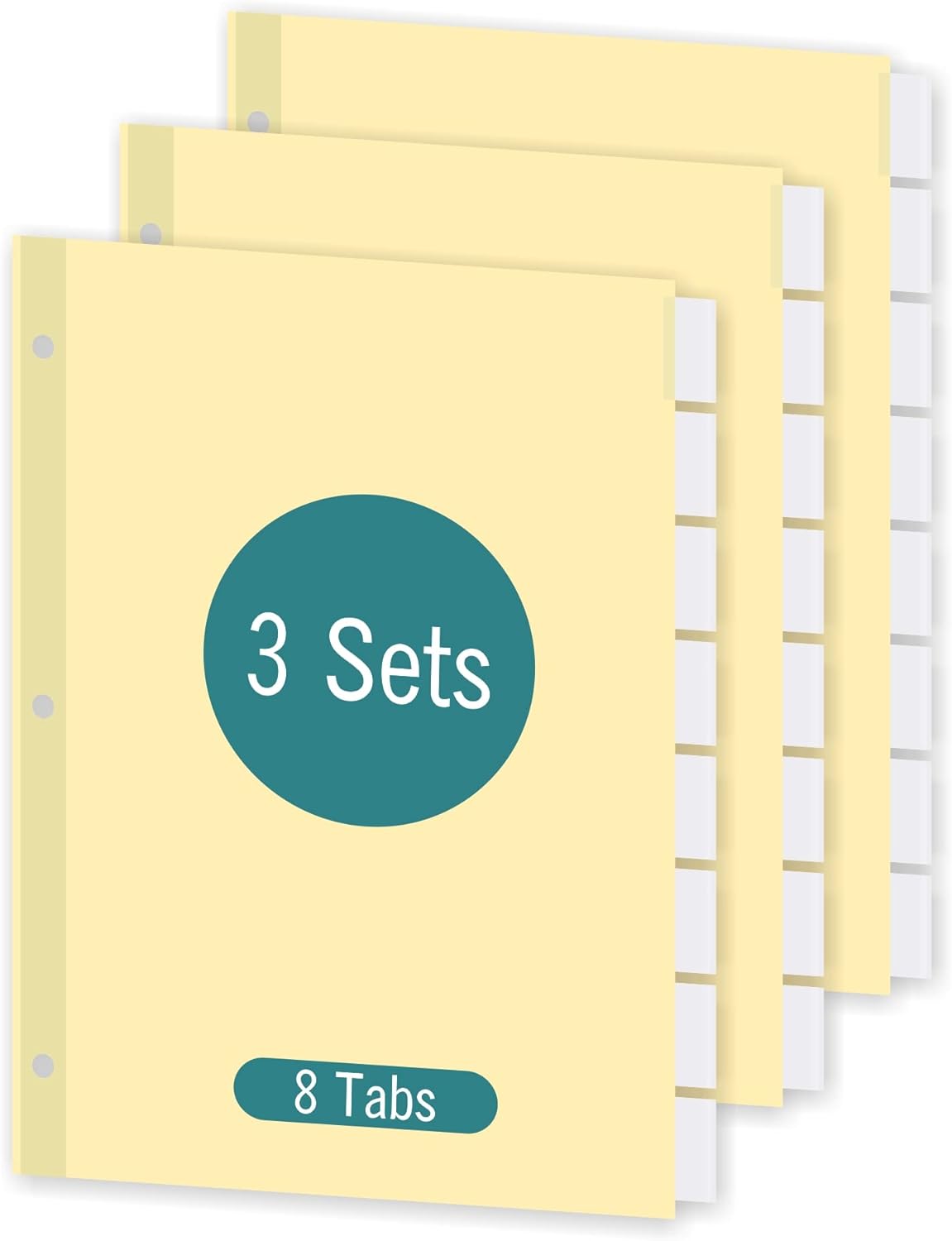 5-Tab Binder Dividers for 3 Ring Binder, Insertable Clear Big Tabs, Letter Size Paper Divider, 8.5 x 11 inch, 6 Sets (30 Dividers Total)