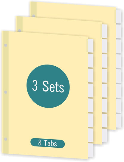 5-Tab Binder Dividers for 3 Ring Binder, Insertable Clear Big Tabs, Letter Size Paper Divider, 8.5 x 11 inch, 6 Sets (30 Dividers Total)