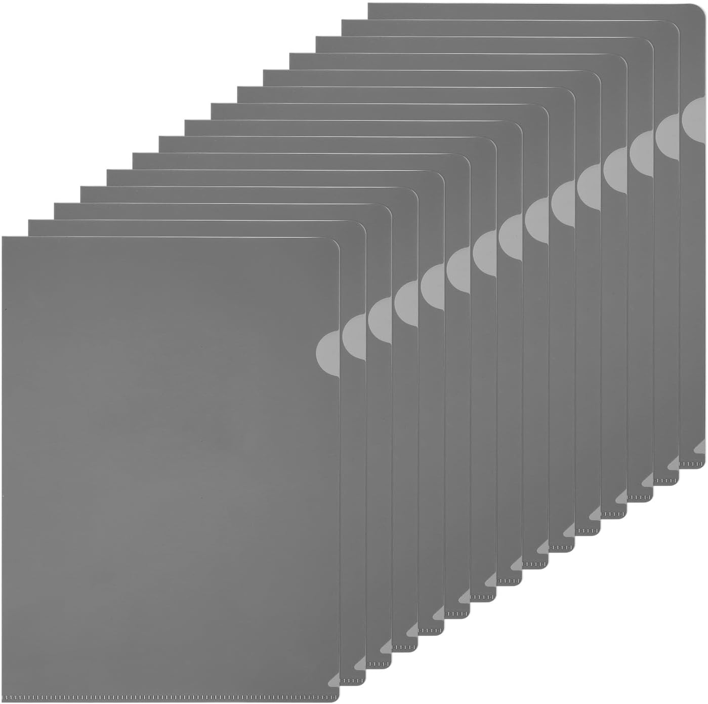 PATIKIL A5 Plastic Folders, 15 Pack Clear Folders L Type Project Pockets Paper Document Jacket Sleeves L Shaped Transparent for Documents Plastic Office File, 6.3x8.8in, Gray