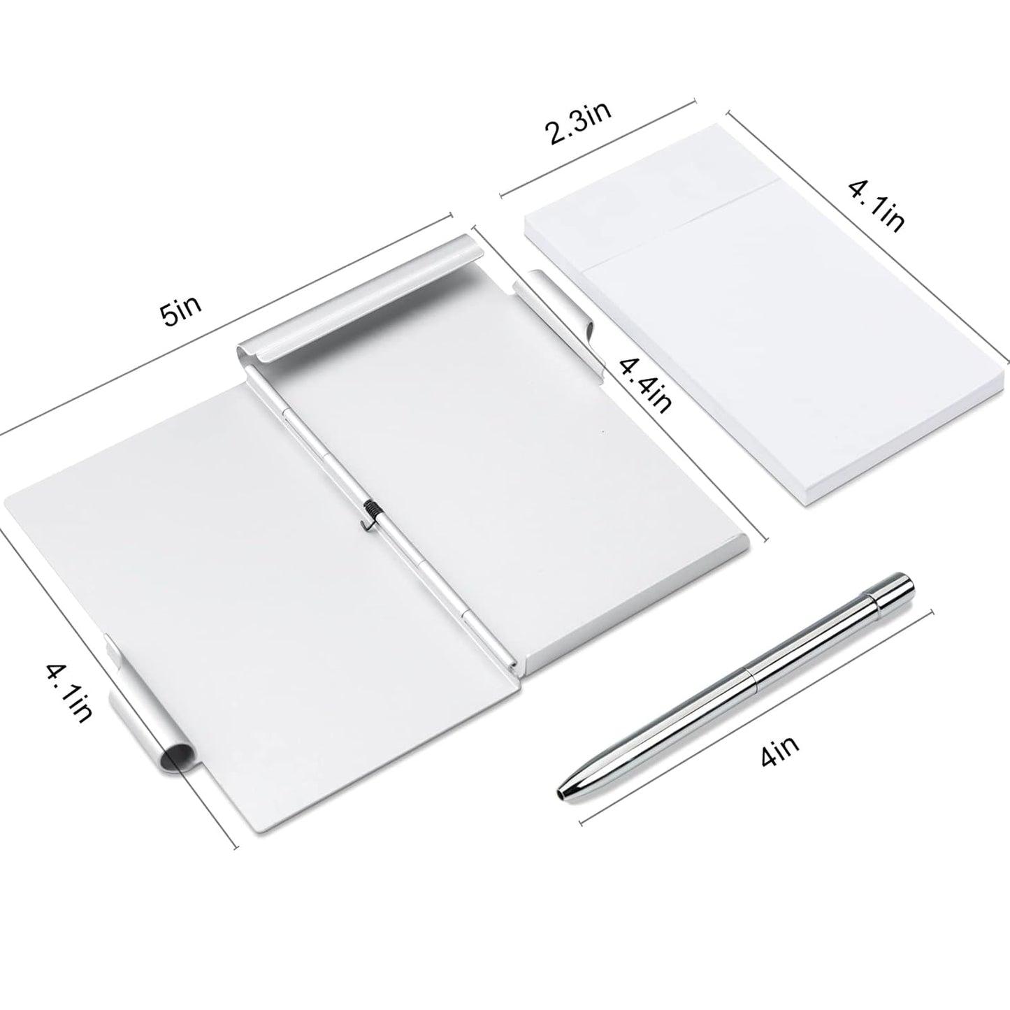 amassan Metal Small Notebook, Mini Notepad, Small Pocket Notepad Aluminum Note Case with Mini Metal Pen and 60-Page Sheets - Memo Books Note Pads (2pcs-Sliver+Sliver)
