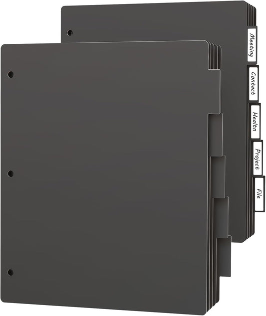habgp 16Pcs/2 Set Binder Dividers with Tabs, 8 Color Tab for 3 Ring Binder Dividers, Page Folder Dividers for 3 Ring Binder Sheet Paper Protectors, Plastic Tabbed File Dividers with Tabs S099