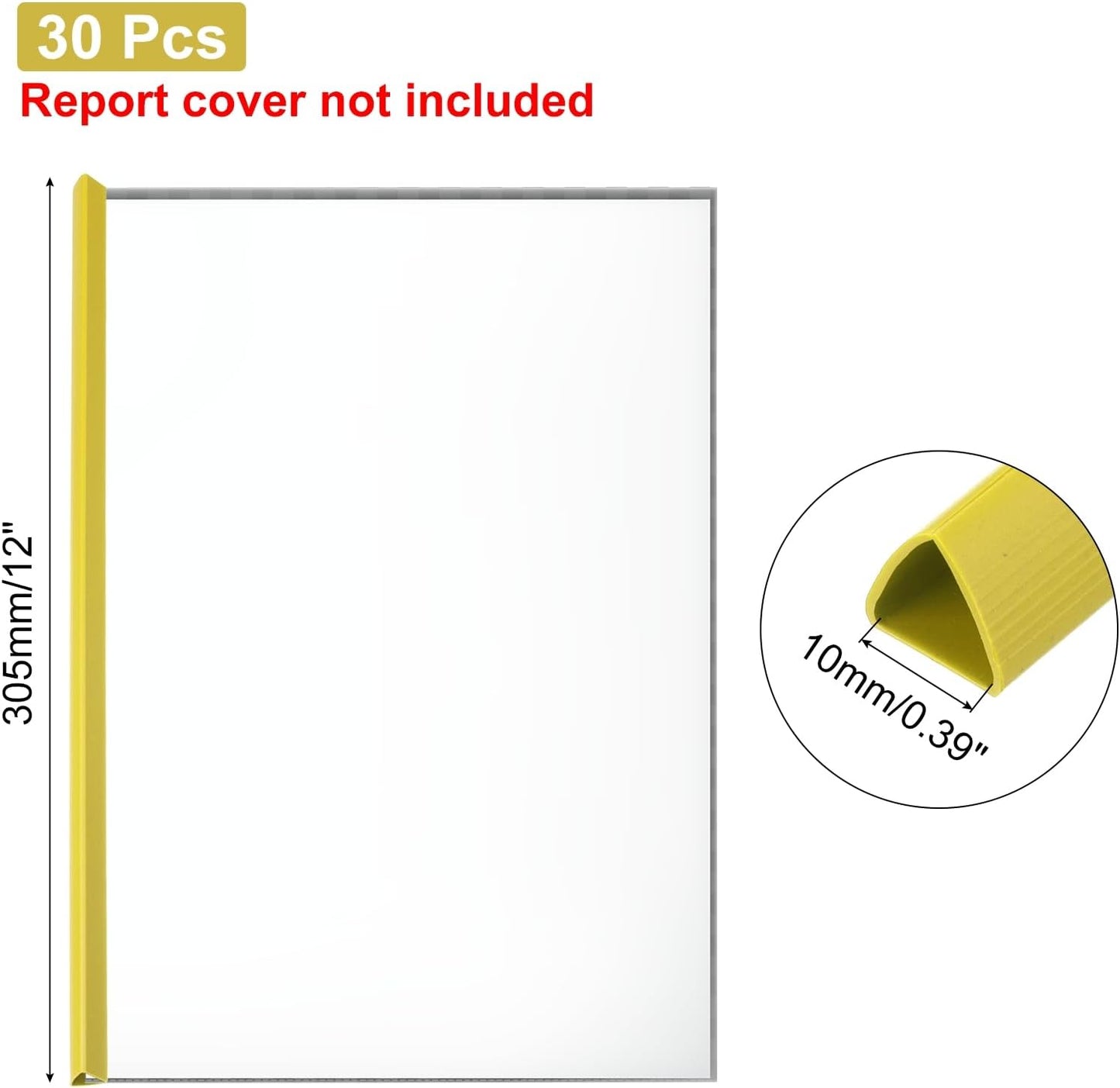 PATIKIL 30Pcs Binding Bars, 10mm Binding Bars Slide Grip 70 Sheets Capacity A4 Size Report Binder Triangle Presentation Binder for Report Cover Resume, White