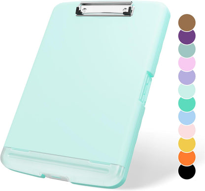 Plastic Clipboard with Storage, 8.5 x 11 Storage Organization Box Side-Opening, Heavy Duty Clip Board with Pen Holder and Paper Folder for Nurses, Teachers, Office & School Supply, Orange