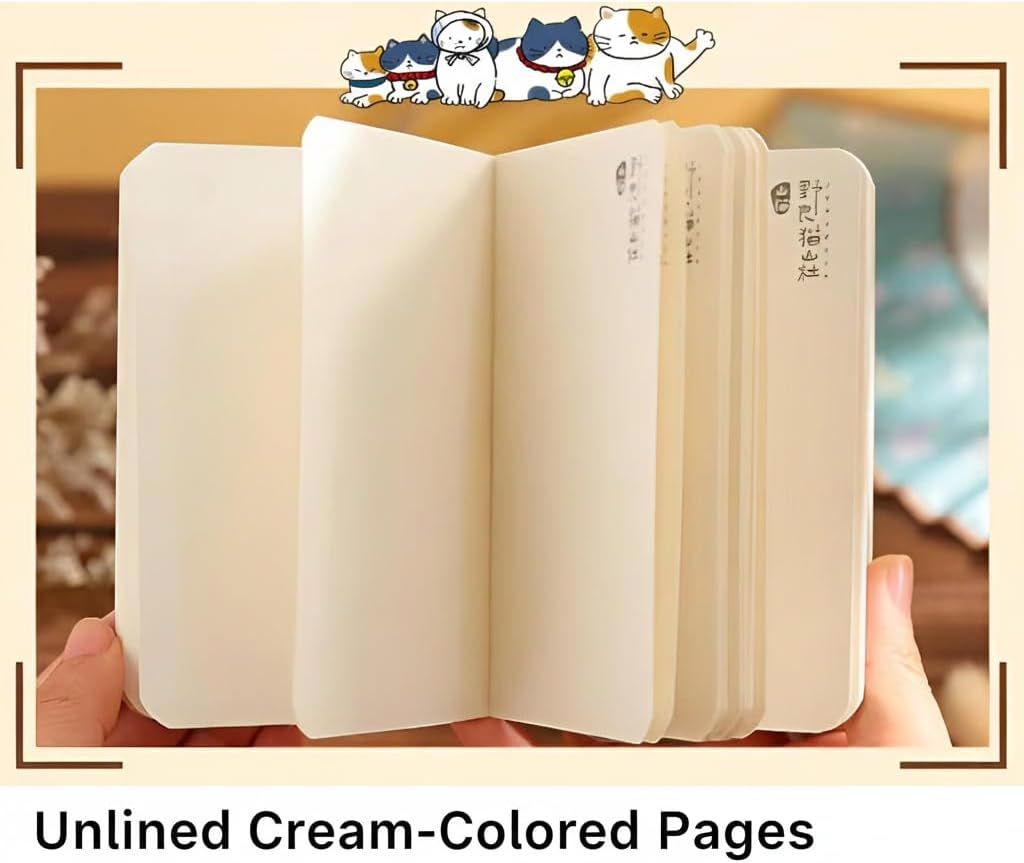 KetA Mini Cat Notebook, 4.7 x 3 inch, 160 Pages, Cute Mini Journal for Teens, Women & Stationery Lovers, Cat Diary for Notes, Doodling & Writing, E