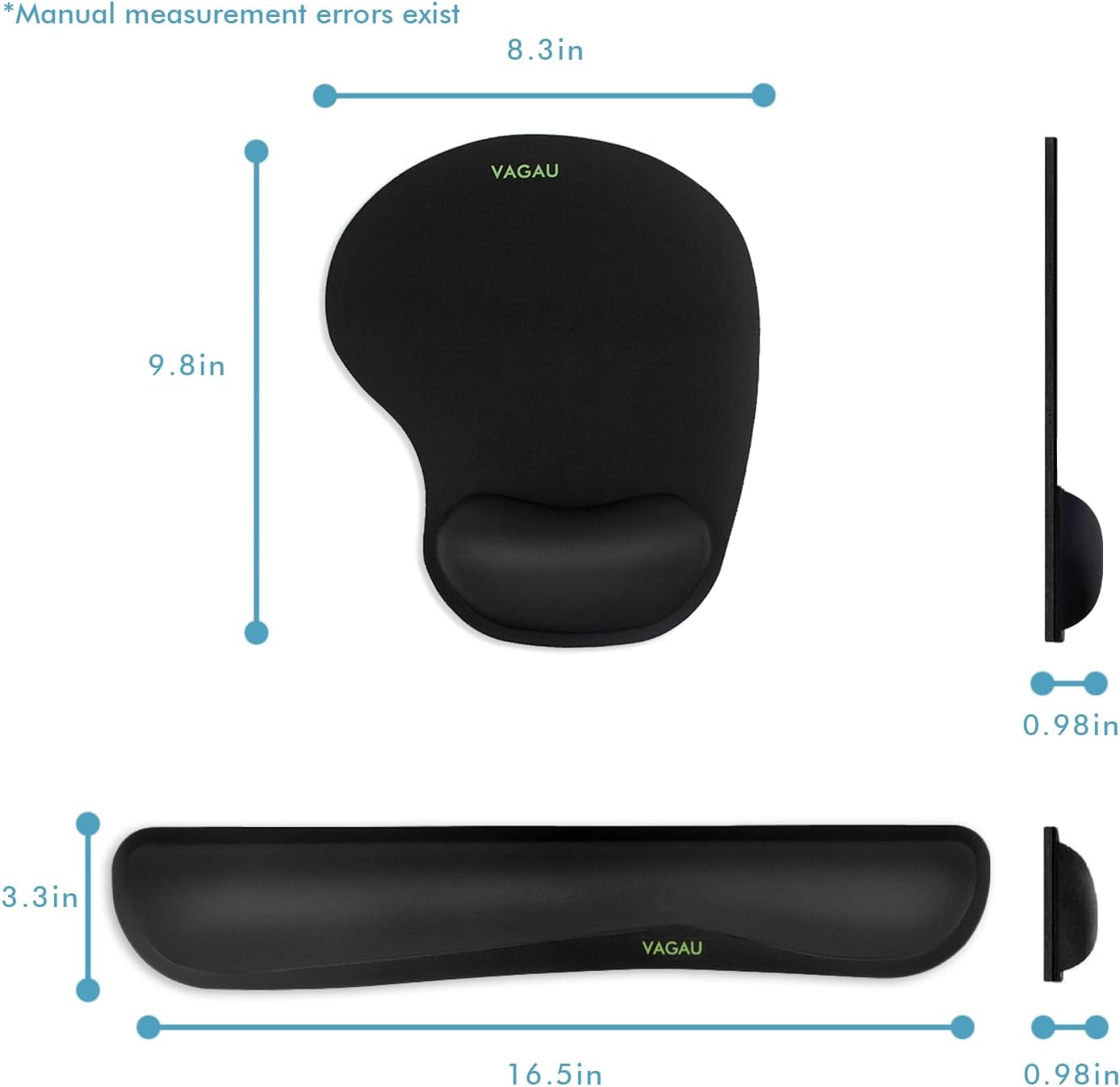 VAGAU Premium Keyboard Wrist Rest and Mouse Pad Wrist Support, Ergonomic Memory Foam Set for Office, Laptop, Mac, Computer and Gaming, Comfortable Typing &Wrist Pain Relief (2 Pack)