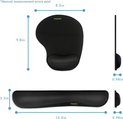 VAGAU Premium Keyboard Wrist Rest and Mouse Pad Wrist Support, Ergonomic Memory Foam Set for Office, Laptop, Mac, Computer and Gaming, Comfortable Typing &Wrist Pain Relief (2 Pack)