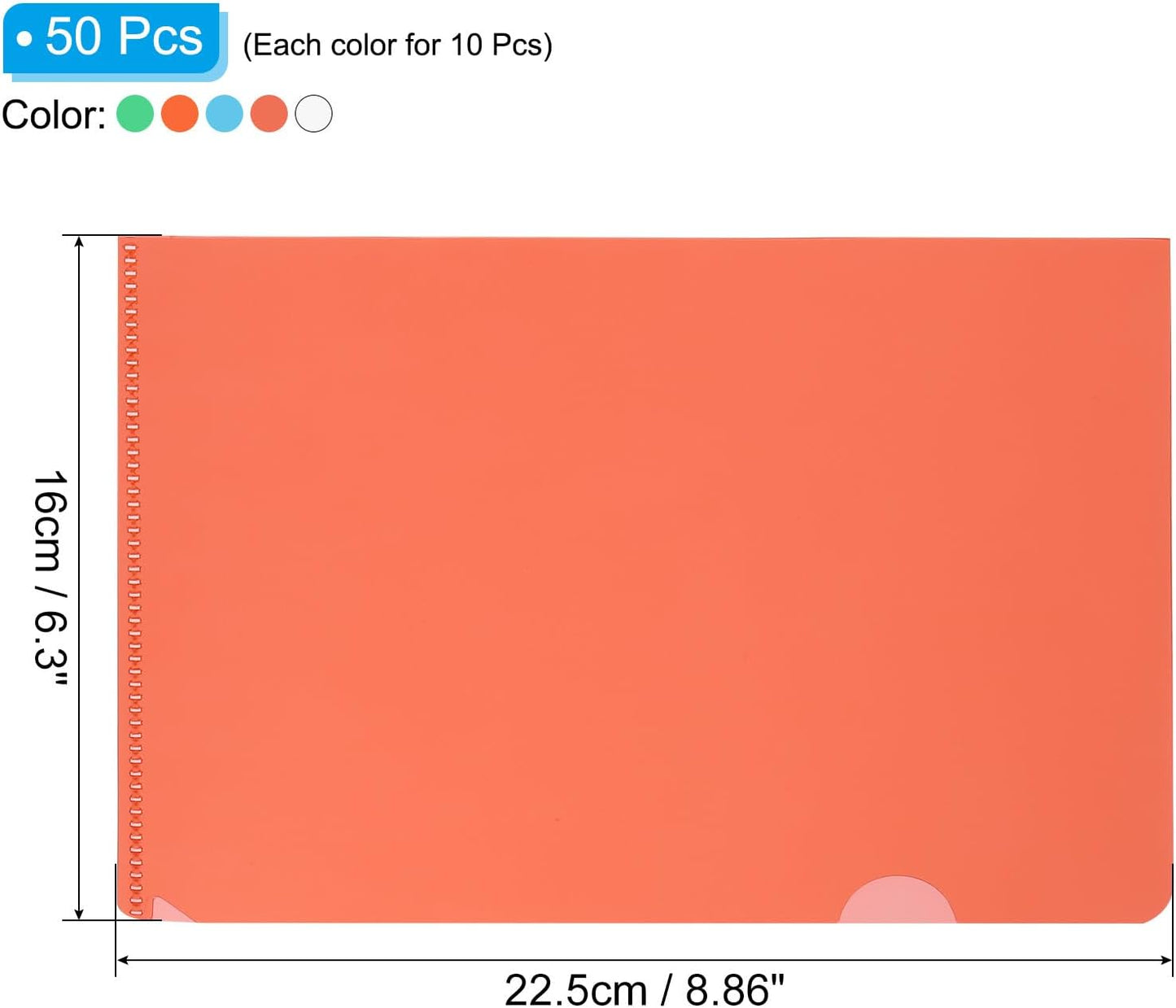 PATIKIL L Type Folders 50 Pack A4 Plastic File Project Pockets Clear Paper Document Jacket Sleeves for Office, Orange