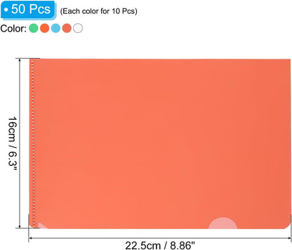 PATIKIL L Type Folders 50 Pack A4 Plastic File Project Pockets Clear Paper Document Jacket Sleeves for Office, Orange