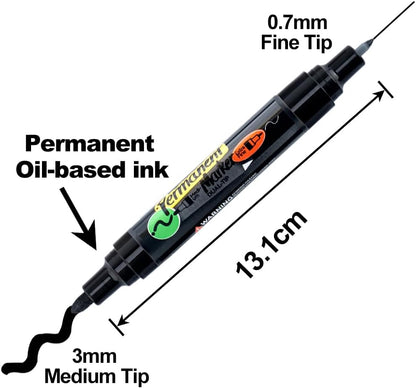 TRANSON Black and White Bold Tip and Extra Fine Tip Paint Markers Waterproof Oil Paint pen