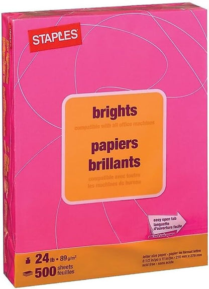 Staples Brights 24 Lb. Colored Paper Dark Green 500/Ream, For Office, School & Home