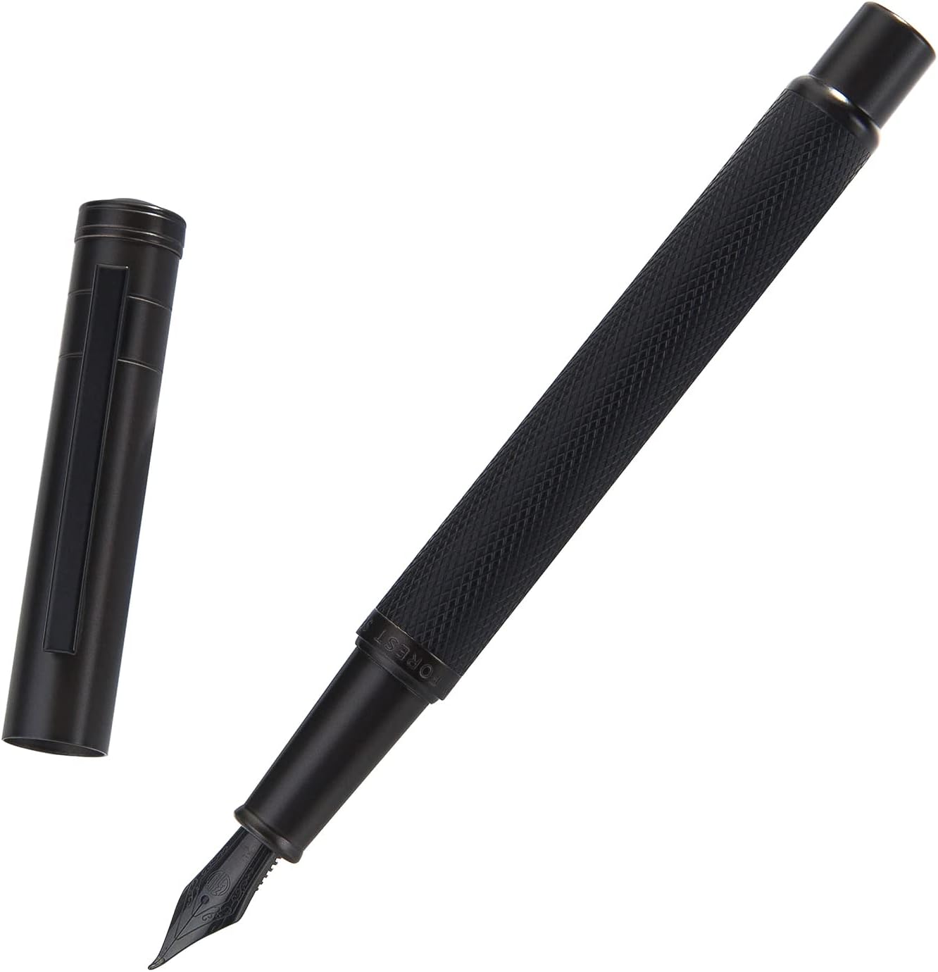 Hongdian Matte Black Forest Rollerball Pen with Schmidt Black Ink Refill, Classic Design with Metal Case for Business Signature