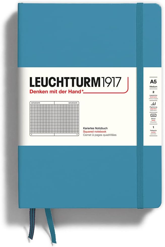 LEUCHTTURM1917 - Notebook Hardcover Medium A5-251 Numbered Pages for Writing and Journaling (Navy, Ruled)