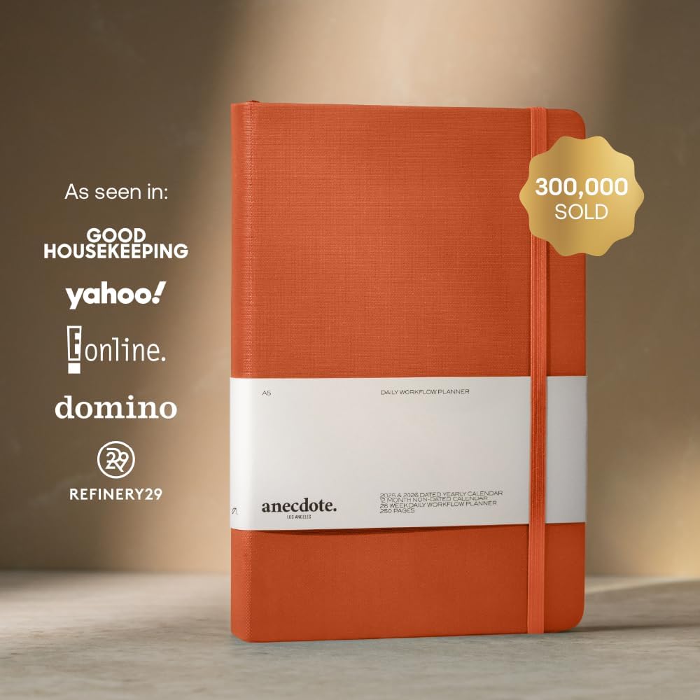 Anecdote Daily Planner w/ 2026-2027 Calendar | Start Anytime 26 Weeks Undated | 1 Page per Day | 8.5" x 5.2" | Hardcover To-Do List Organizer, Plan Your Success, Achieve Productivity Goals (Evergreen)