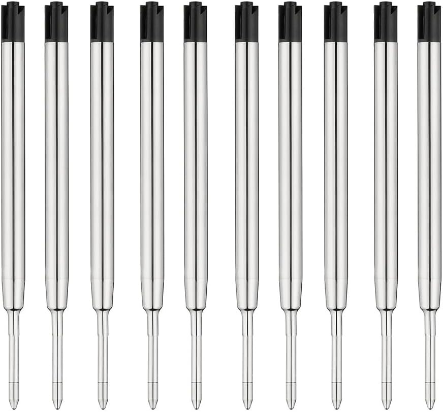 10 Pcs Replaceable Ballpoint Pen Refills, Black Ink Refill, 1mm Medium Refill Compatible with Parker Pen (Black Ink)