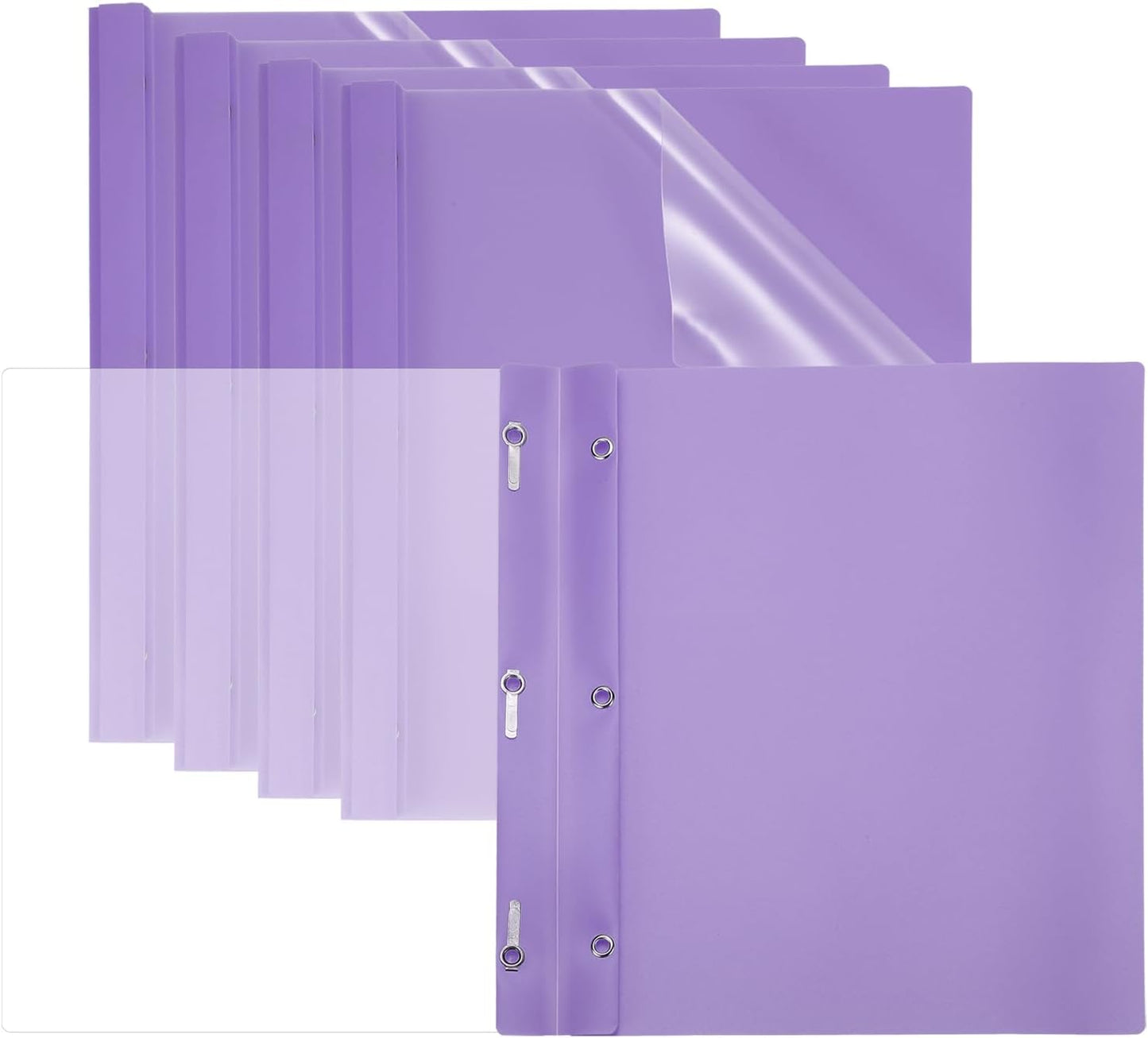 PATIKIL Plastic Report Covers with Prong, 5 Pcs 80 Sheet Clear Front Presentation Binders with 3 Metal Prong Fasteners Report Folder for Resume Documents Files Letter, Purple