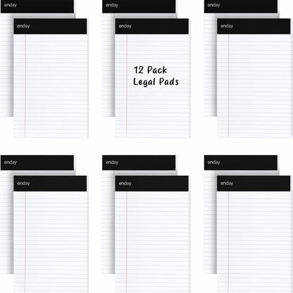 Yellow Legal Notepads 5x8, Pack of 6 - legal Ruled Writing Pad. Perforated Edge. Canary Yellow, Universal, Junior Size, 50 sheets per Pad. By Enday