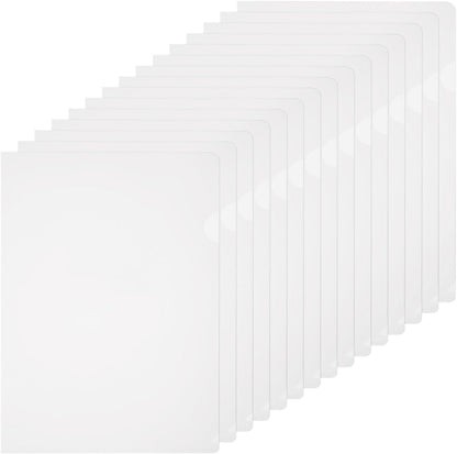PATIKIL A5 Plastic Folders, 15 Pack Clear Folders L Type Project Pockets Paper Document Jacket Sleeves L Shaped Transparent for Documents Plastic Office File, 6.3x8.8in, Gray