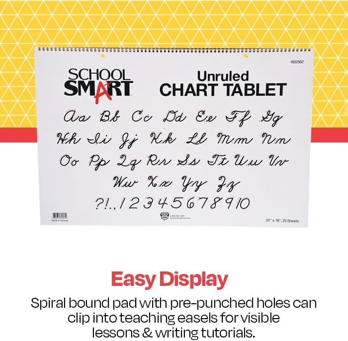 School Smart Chart Tablet, 24 x 16 Inches, 1 Inch Rule, 25 Sheets