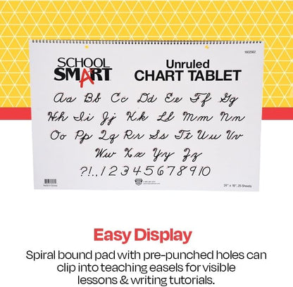 School Smart Chart Tablet, 24 x 16 Inches, 1 Inch Rule, 25 Sheets