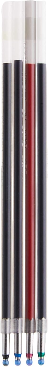 PILOT Dr. Grip 4+1 Multi-Function Ballpoint Ink Refills, Fine Point, Black/Red/Blue/Green Inks, Assorted Colors,4 Count (Pack of 1) (77154)