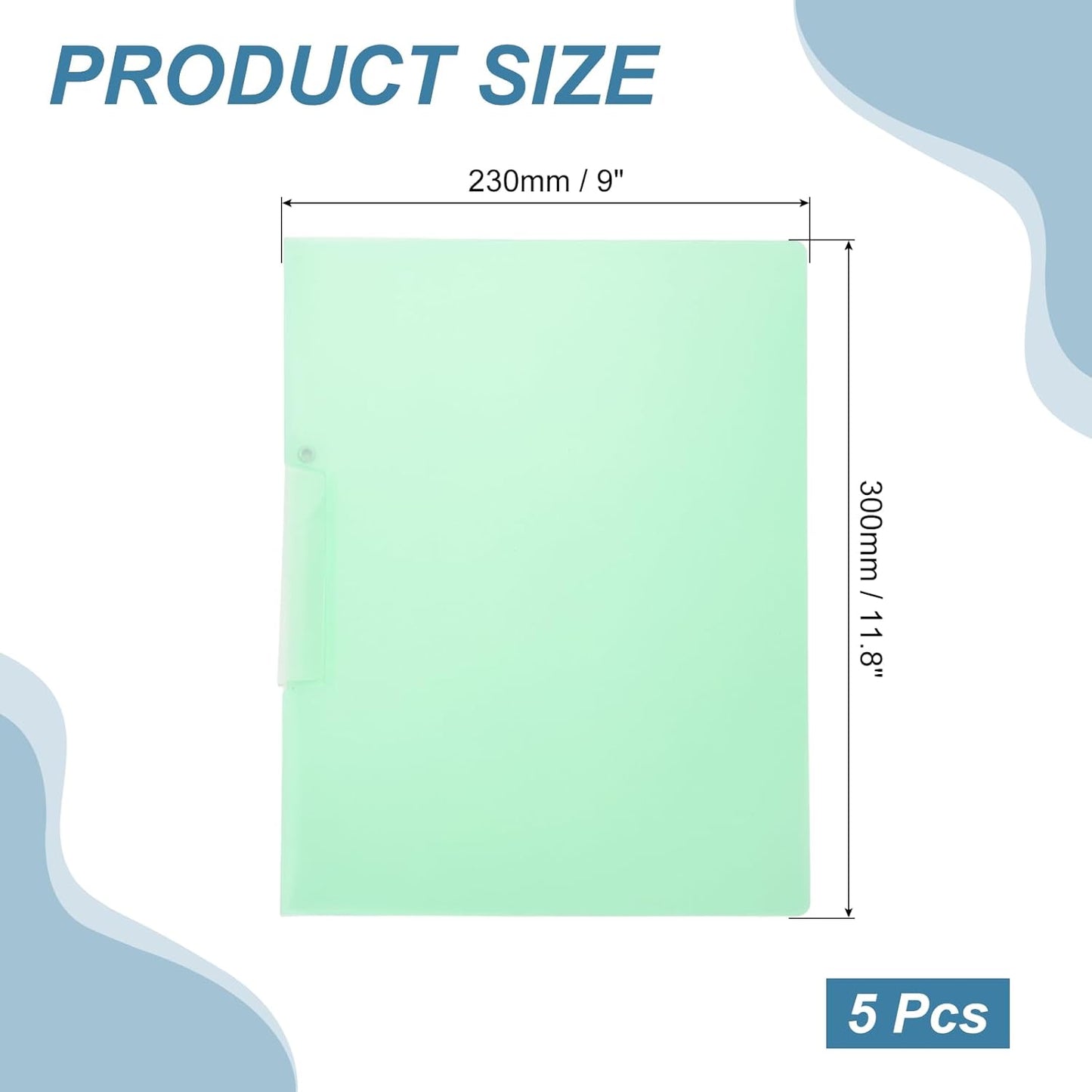 PATIKIL 5 Pack Clear Report Covers with Swing Clip, 11.8"x9" Front Presentation Folders Document Binder 100 Sheet Capacity Binder for Resume Files Letter Interview Project, Blue