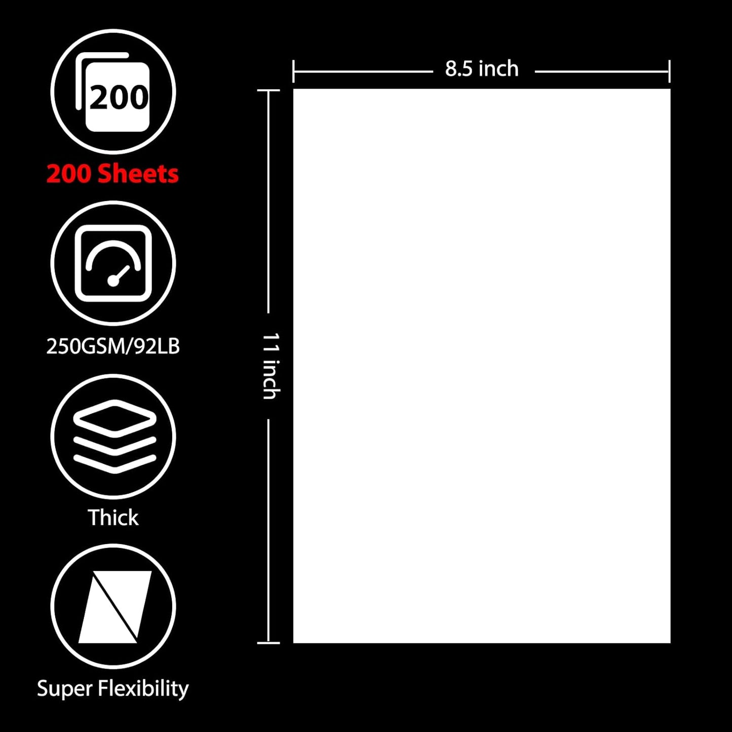 OcePor 100 Sheets White Cardstock 8.5” x 11”, 92lb/250gsm Card Stock, Thick Card Stock Paper, Heavy Cardstock Paper for Printer, Resume, Scrapbooks, Art, Crafts, Business Cards