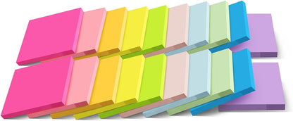 (40 Pads) Sticky Notes 3x3 in,Bright Colors Notepads,Colorful Stickies,Super Sticking Power,Memo Note Pads,Post on Windows Doors,Office,School,Strong Adhesive,Recyclable,Easy to Write on,Hold Well