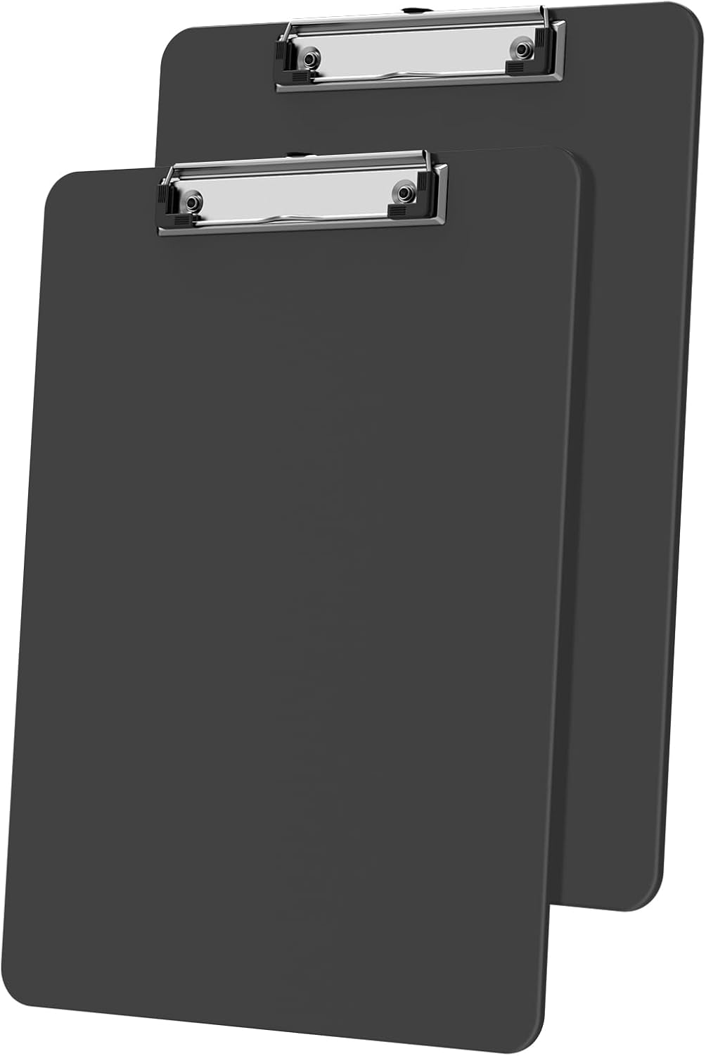Plastic Clipboards 2 Pack, A4 Black Clip Board 8.5x11 for Classroom, Students, Kid, Woman, Size 9" x 12.5" with Low Profile Clip, Office & School Supply