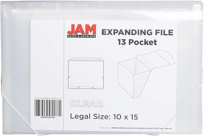 JAM Paper Accordion Folders - 13 Pocket Plastic Expanding File - Legal Size - 10 x 15 - Red - Sold Individually