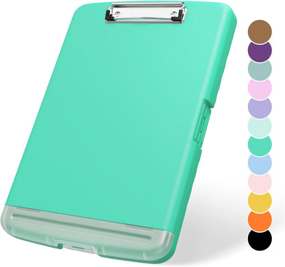 Plastic Clipboard with Storage, 8.5 x 11 Storage Organization Box Side-Opening, Heavy Duty Clip Board with Pen Holder and Paper Folder for Nurses, Teachers, Office & School Supply, Orange