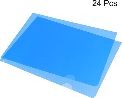 PATIKIL L Type Folders 24 Pack A4 Plastic File Project Pockets Clear Paper Document Jacket Sleeve for Office, Black