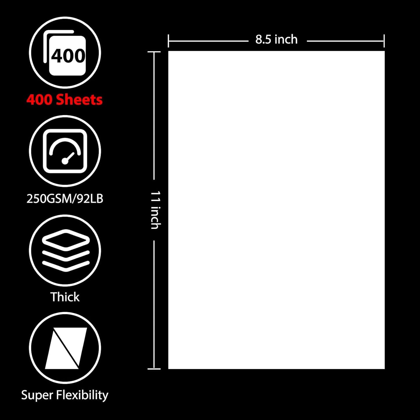 OcePor 100 Sheets White Cardstock 8.5” x 11”, 92lb/250gsm Card Stock, Thick Card Stock Paper, Heavy Cardstock Paper for Printer, Resume, Scrapbooks, Art, Crafts, Business Cards
