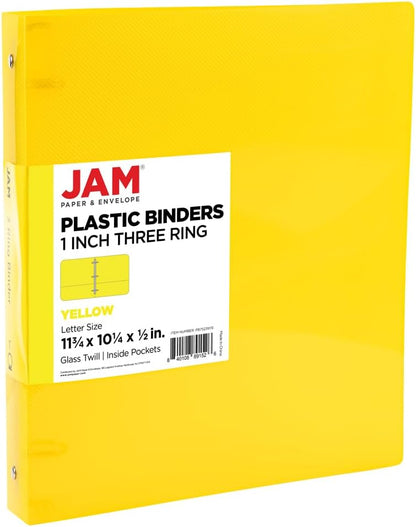 JAM PAPER Plastic 0.75 inch Binder - Clear 3 Ring Binder - Sold Individually