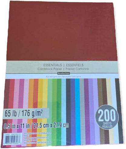 Recollections Cardstock Paper, Essentials 20 Colors - 200 Sheets 8-1/2 X 11