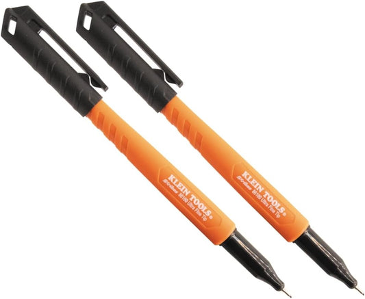 Klein Tools 861002 Skribes Permanent Markers, Ultra Fine Tip, Professional-Grade Ink, Jobsite Marker for Wet, Dry, and Oily Surfaces, Black, 2-Pack