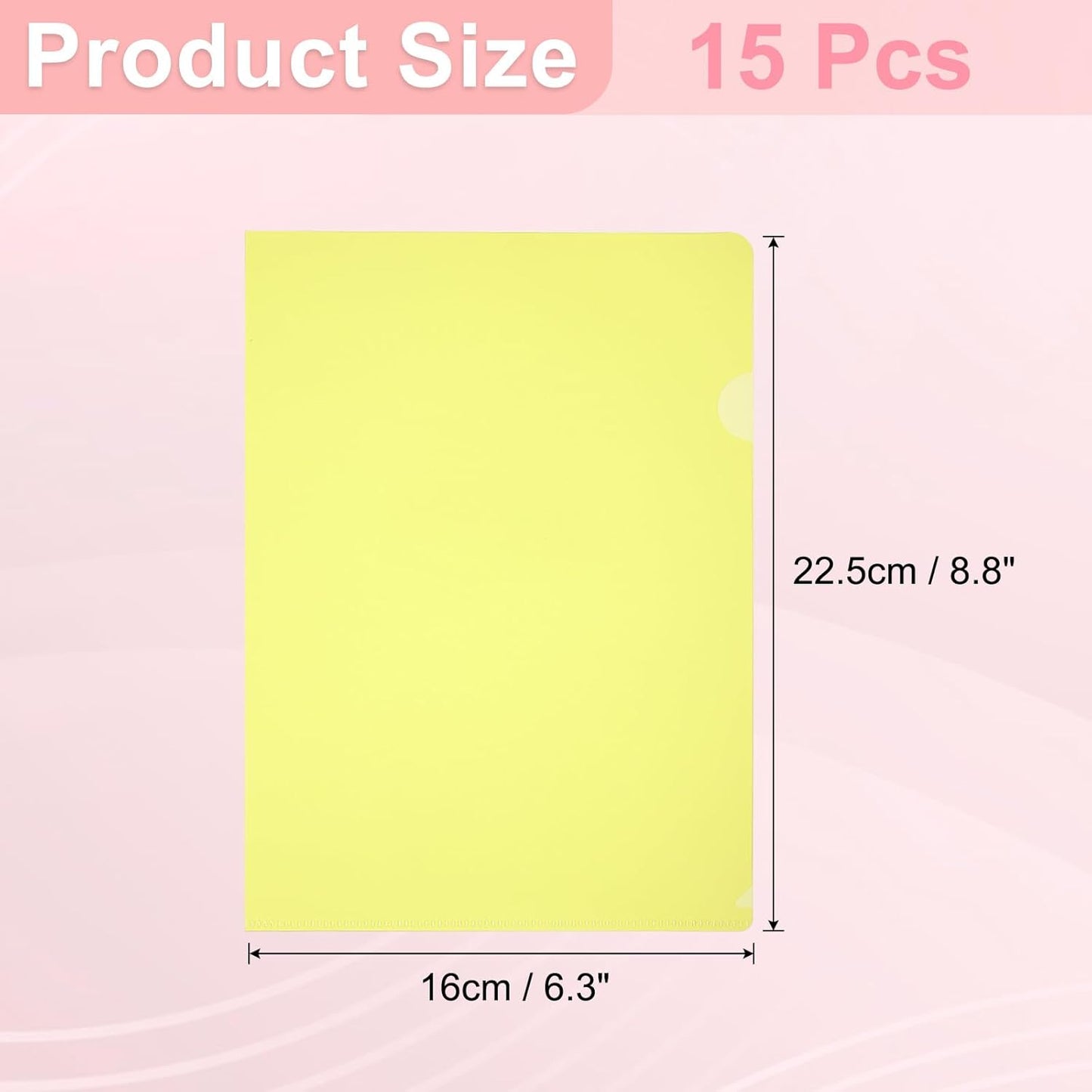 PATIKIL A5 Plastic Folders, 15 Pack Clear Folders L Type Project Pockets Paper Document Jacket Sleeves L Shaped Transparent for Documents Plastic Office File, 6.3x8.8in, Gray