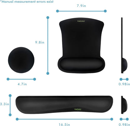 VAGAU Premium Keyboard Wrist Rest and Mouse Pad Wrist Support, Ergonomic Memory Foam Set for Office, Laptop, Mac, Computer and Gaming, Comfortable Typing &Wrist Pain Relief (2 Pack)