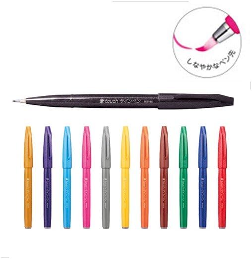 Pentel Fude Touch Sign Pen, Pink, Felt Pen Like Brush Stroke (SES15C-P)