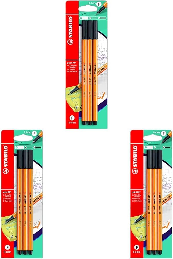 STABILO - point 88 - Fineliner - Pack of 3 - Black