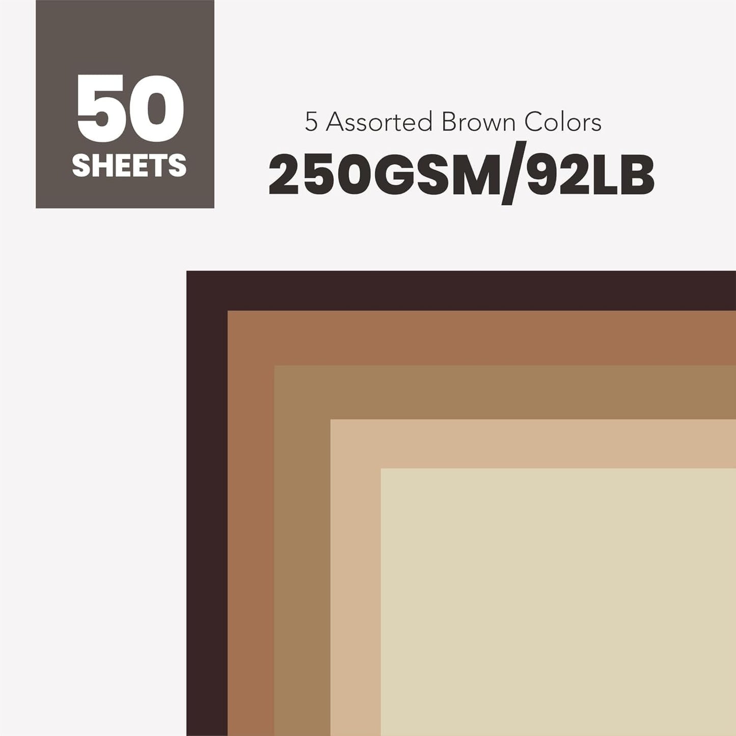 BearBoss Brown Kraft Cardstock Paper 12x12 inch 50 Sheets, Heavyweight 92lb Cover for Crafts DIY Cards Making