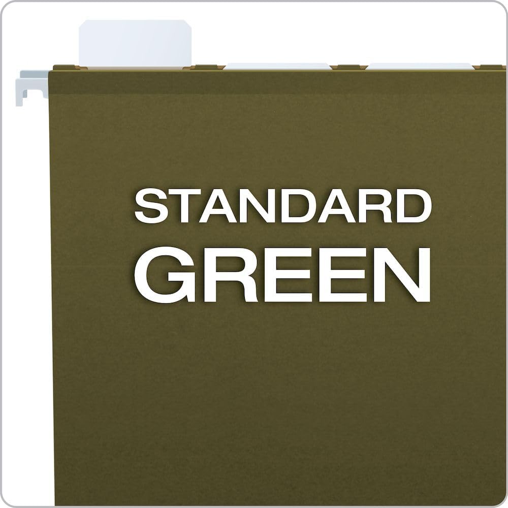 Pendaflex Ready-Tab Reinforced Hanging File Folders, Letter Size, Standard Green, 5 Tab, 25/BX (42590)