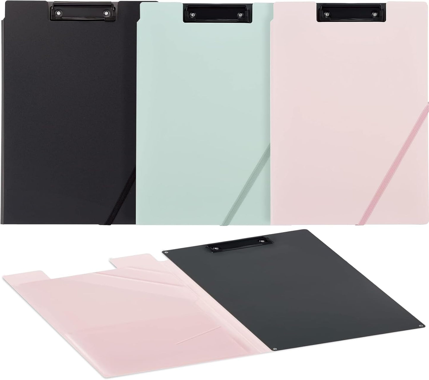 Kokuyo Clipboard Folder, Black A4 Foldable Clipboard Folio with Clip. 360 Degree Binder Clipboard with Elastic Band, File Cover Work Folder Clipboards with Pen Slot. Japan Import (Joha-MC50D)