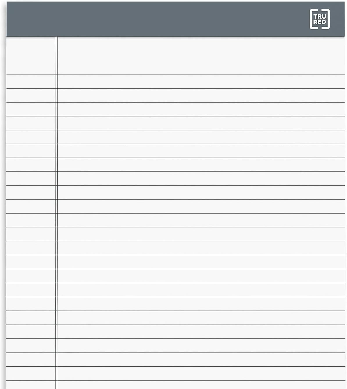 TRU RED Legal Pads, 8.5” x 14”, Wide Ruled, White, 50 Sheets/Pad, 12‑Pack