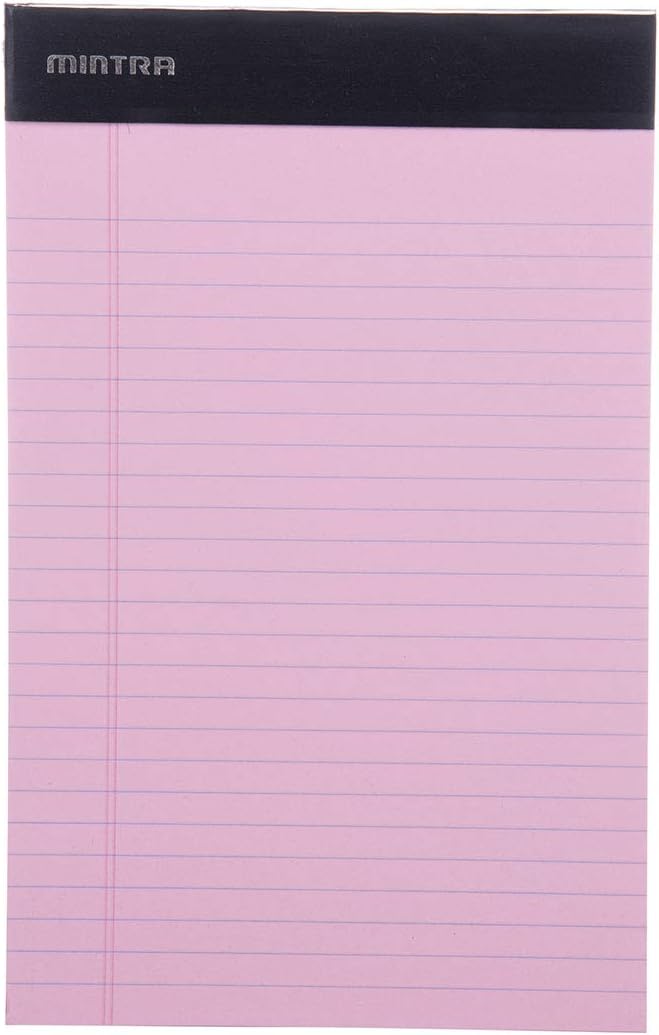 Mintra Office Colorful Legal Pads - Includes 2 Blue, 2 Pink, and, 2 Green Writing Pads, Micro Perforated Lined Sheets, Ideal for Professional & Personal Use, 5"x8" Narrow Ruled, 6 pack Basic Pastel