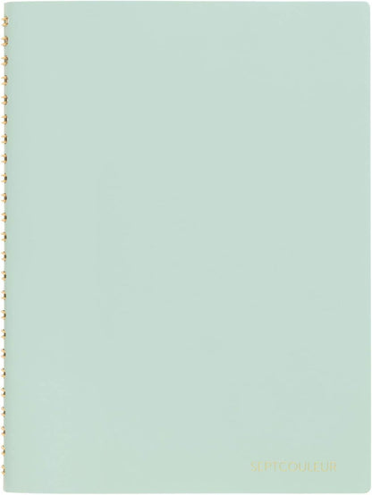 Maruman Septcouleur Grid Notebook- A5, 8.35" x 6.22", 100 Sheets / 200 Pages, 3mm Graph Paper Journal, Durable Rose Gold Wire-bound Spiral, Water Resistant Cover, Spicy Coral Pink, Made in Japan