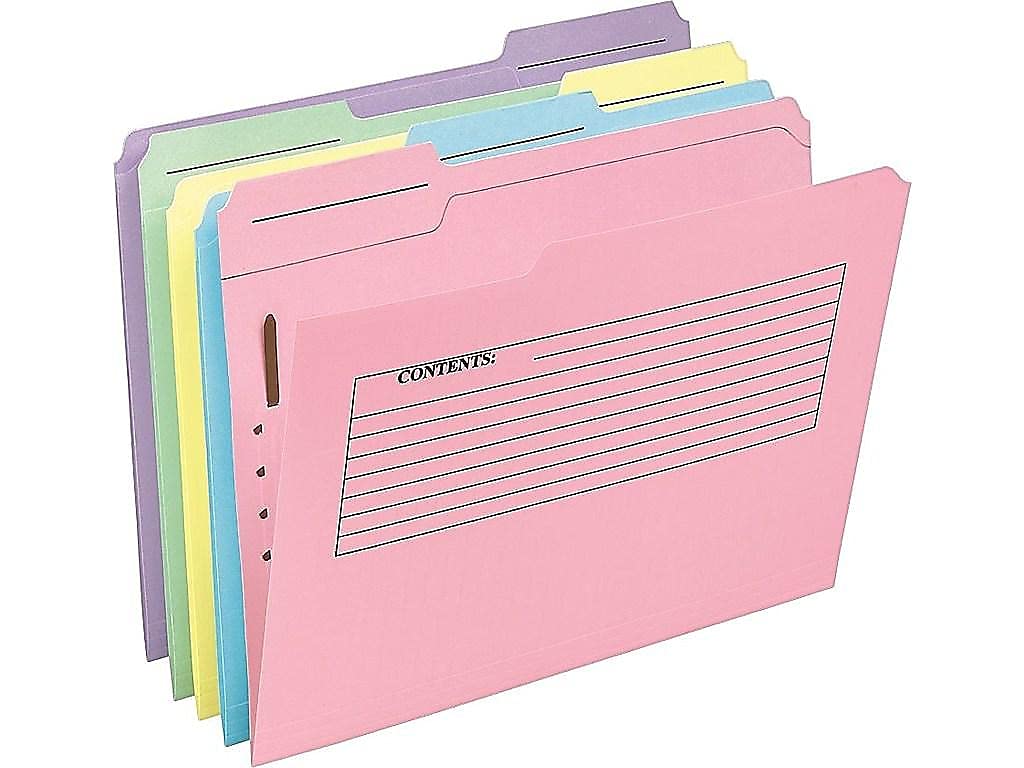 Pendaflex 45270 Printed Notes Folders with Fastener, 1/3 Cut Top Tab, Letter, Assorted (Pack of 30)