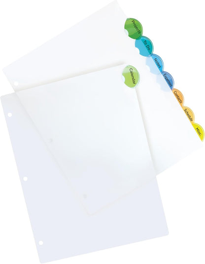 Avery Insertable Style Edge Plastic Dividers for 3 Ring Binders, 8-Tab Set, Multicolor, 1 Set (11201)