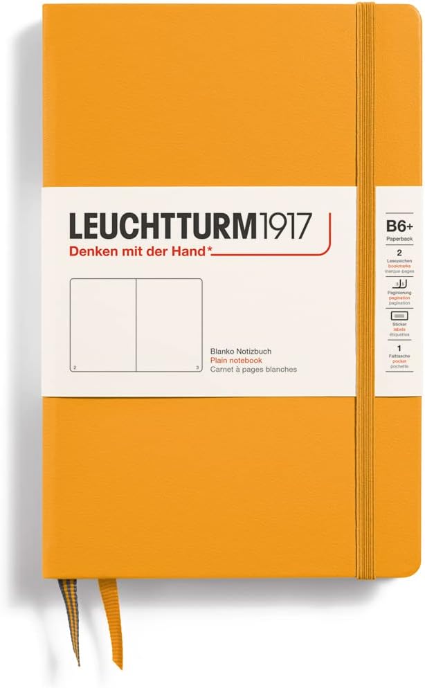 LEUCHTTURM1917 - Notebook Hardcover Paperback B6+ - 219 Numbered Pages for Writing and Journaling (Stone Blue, Ruled)